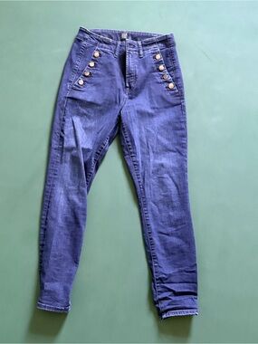 GAP Navy Blue High-Waist Button-Accent Jeans